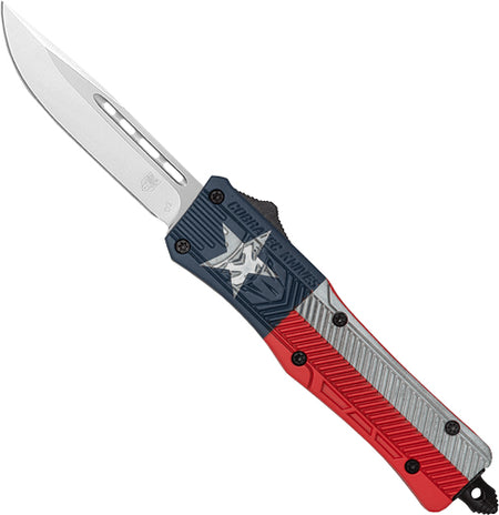 CobRaTec Medium CTK1 Dual Action OTF Texas Flag 3" Drop Point Knife