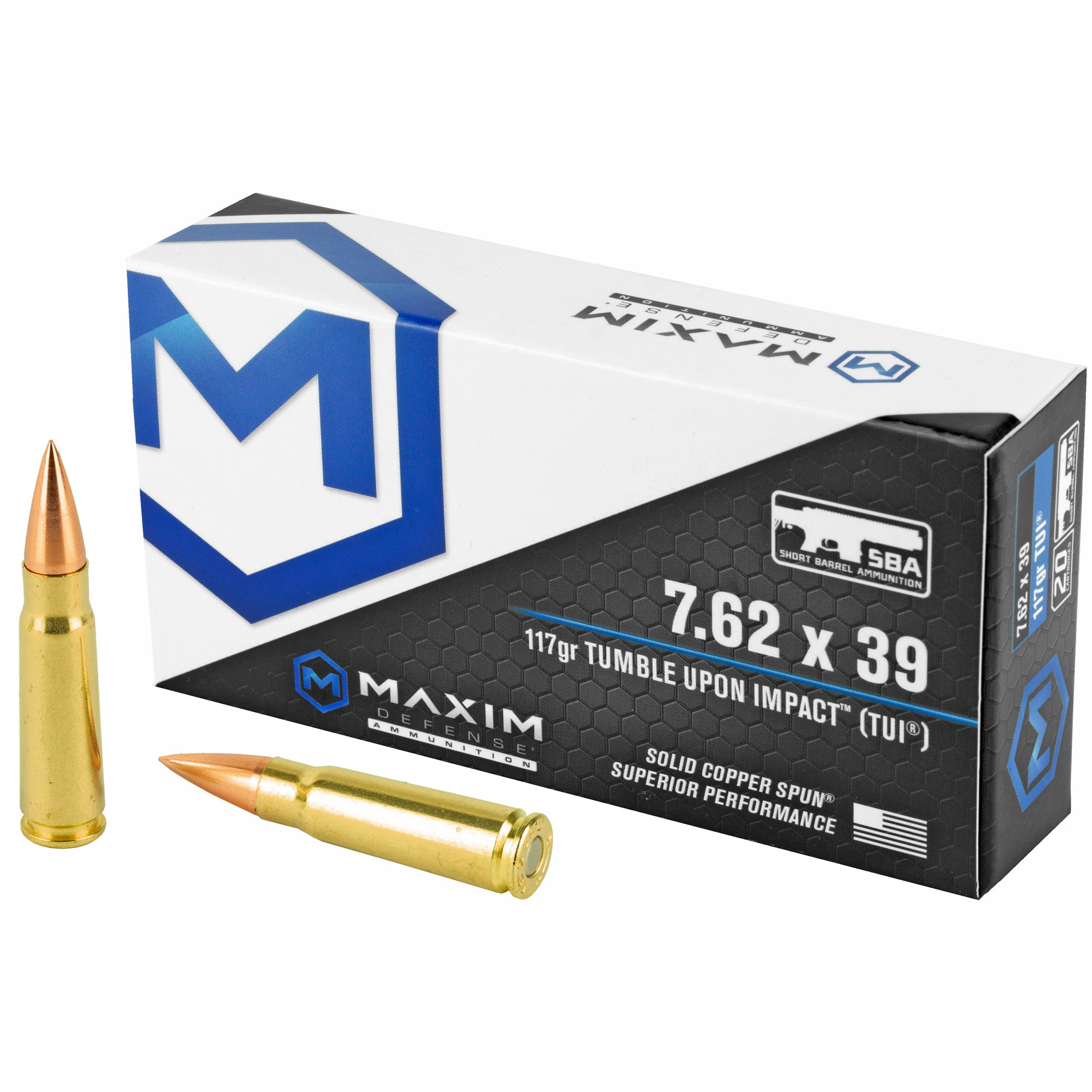 Maxim Defense 7.62x39mm SBA Short Barrel Ammunition 117 grain Copper TUI ammunition