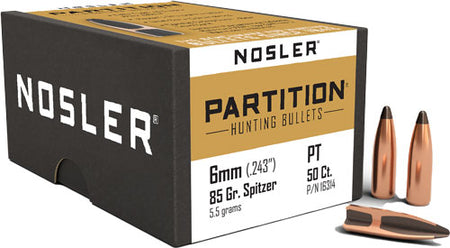 Nosler .243" 85 Grain Partition Flat Base Bullets 50-Count