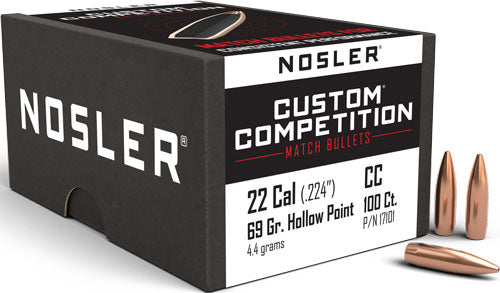 Nosler .224 Diameter 69 Grain HP-BT Custom Comp Bullets 100-Pack
