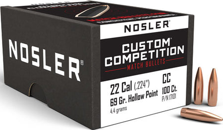 Nosler .224 Diameter 69 Grain HP-BT Custom Comp Bullets 100-Pack