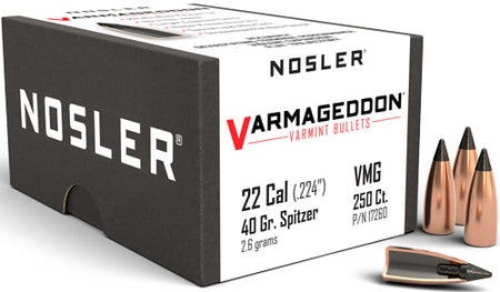 Nosler .224 Diameter 40 Grain Varmageddon Polymer Tipped 22 Cal Bullets 250-Pack