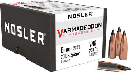 Nosler .243" 70 Grain Varmageddon Polymer Tip Bullets 250-Count