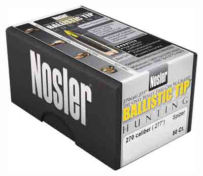 Nosler .277 Diameter 140 Grain Ballistic Tip Boat Tail Bullets 50-Pack