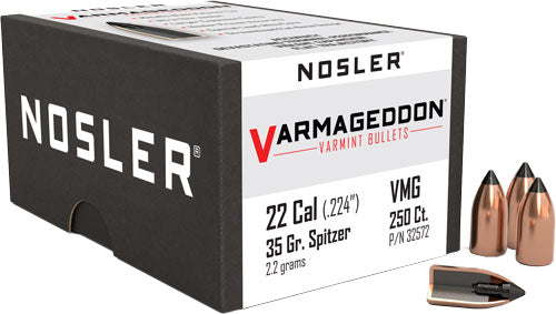 Nosler .224 Diameter 35 Grain Varmageddon Polymer Tipped 22 Cal Bullets 250-Pack