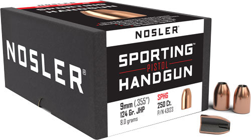 Nosler Jacketed Hollow Point 9mm .355 Diameter 124 Grain 250ct