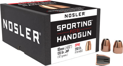 Nosler .400 Diameter 135 Grain JHP 10mm Component Bullets 250-Pack