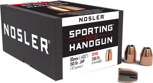 Nosler .400 Diameter 150 Grain JHP 10mm Component Bullets 250-Pack