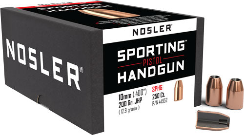 Nosler .400 Diameter 200 Grain JHP 10mm Component Bullets 250-Pack