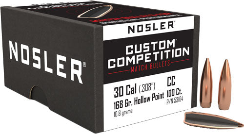 Nosler .308 Diameter 168 Grain HP-BT Custom Comp Bullets 100-Pack