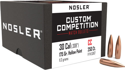 Nosler .308 Diameter 175 Grain HP-BT Custom Comp Bullets 250-Pack