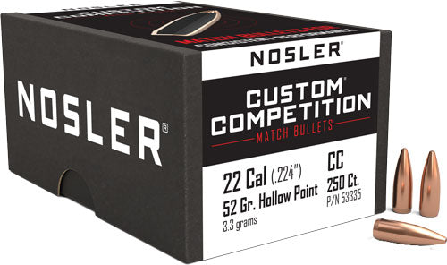 Nosler .224 Diameter 52 Grain HP-BT Custom Comp Bullets 250-Pack