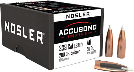 Nosler .338 Diameter 200 Grain AccuBond Boat Tail Spitzer Bullets 50-Pack