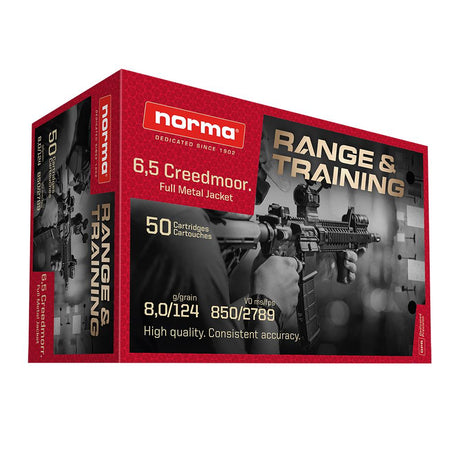 Norma 6.5mm Creedmoor Range & Training 124 grain Full Metal Jacket ammunition