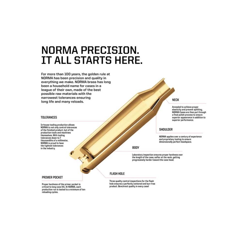 Norma .264 Win Mag Unprimed Brass Cases 50/rd
