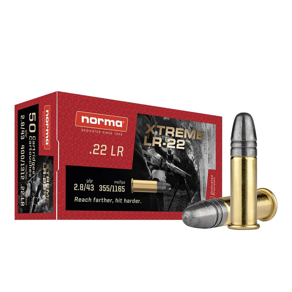 Norma .22 Long Rifle Xtreme LR-22 43 grain Lead Round Nose ammunition