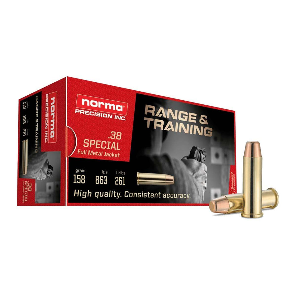 Norma .38 Special Range & Training 158 grain Full Metal Jacket ammunition