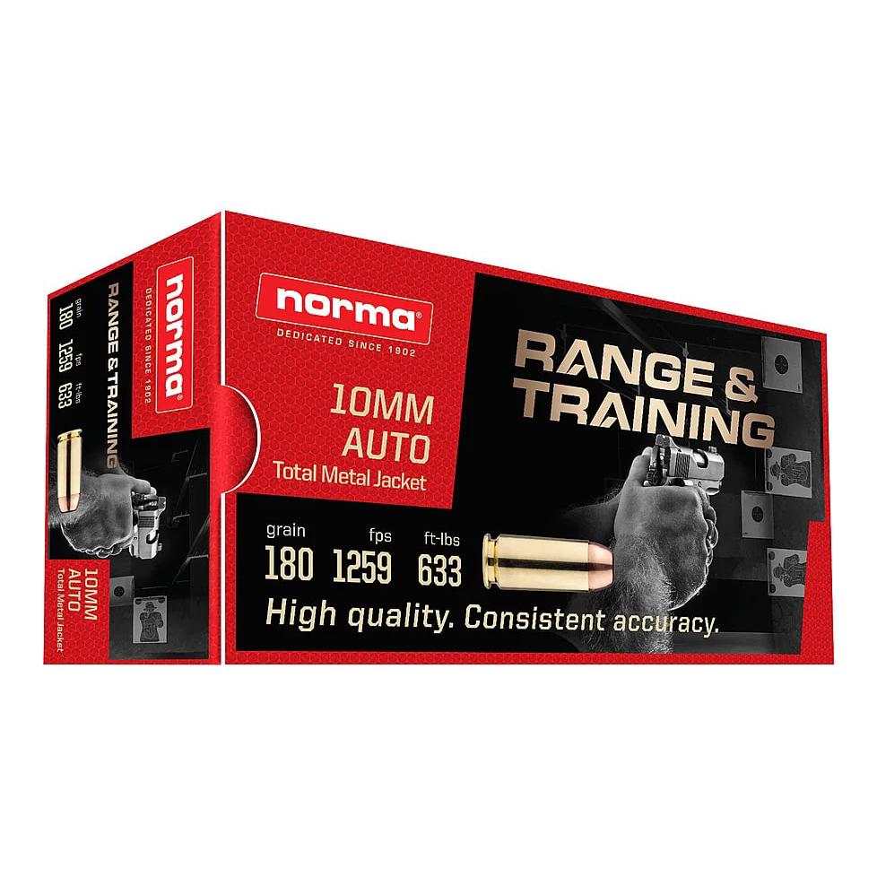 Norma 10mm Auto Range & Training 180 grain Total Metal Jacket ammunition