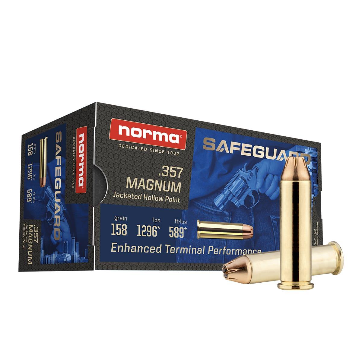 Norma .357 Magnum Safeguard 158 grain Jacketed Hollow Point ammunition
