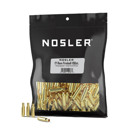 Nosler .17 Rem Fireball Unprimed Unprepped Brass Cartridge Cases 100ct Bulk