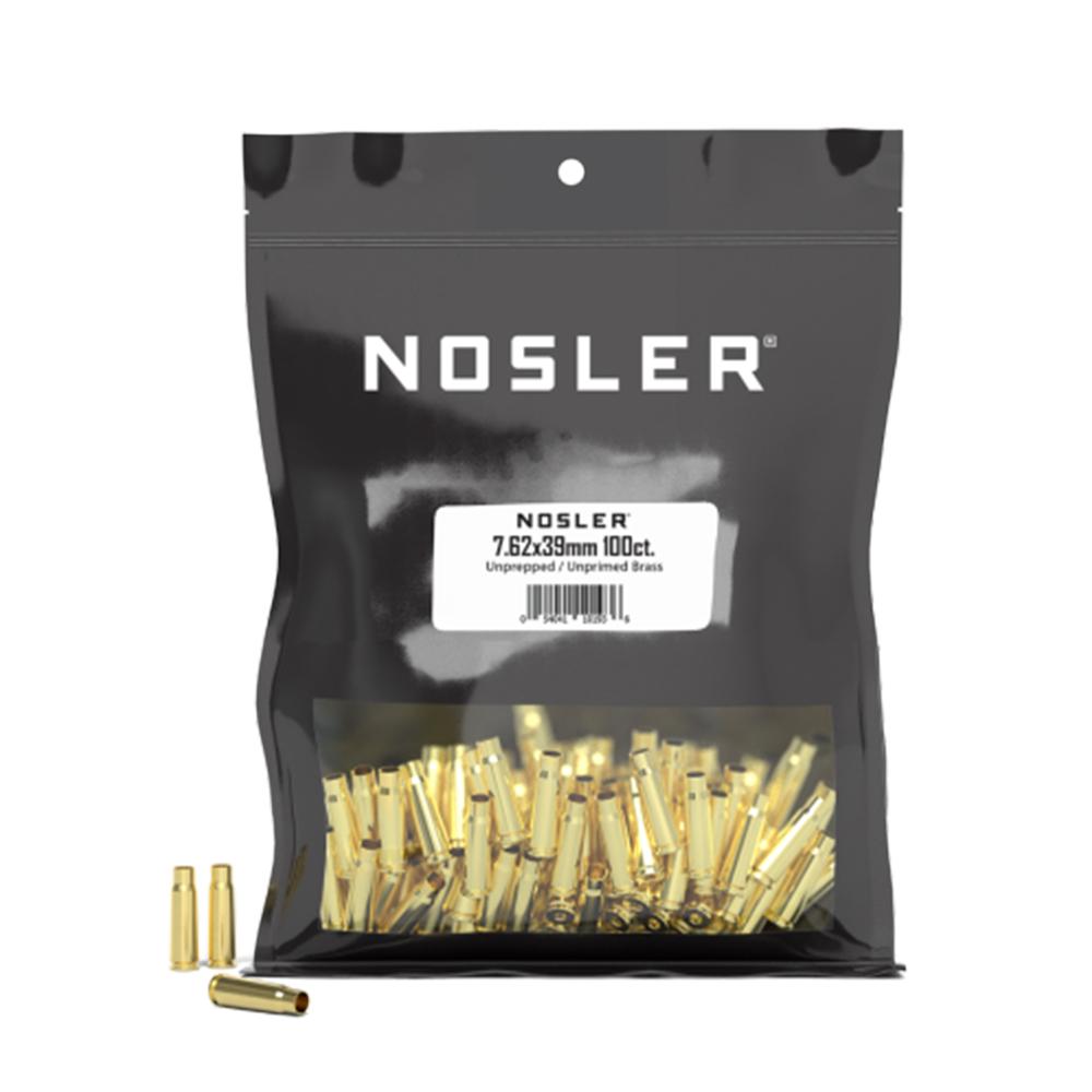 Nosler Premium Unprepped Brass 7.62X39 Rifle Cartridge Cases 100-Count