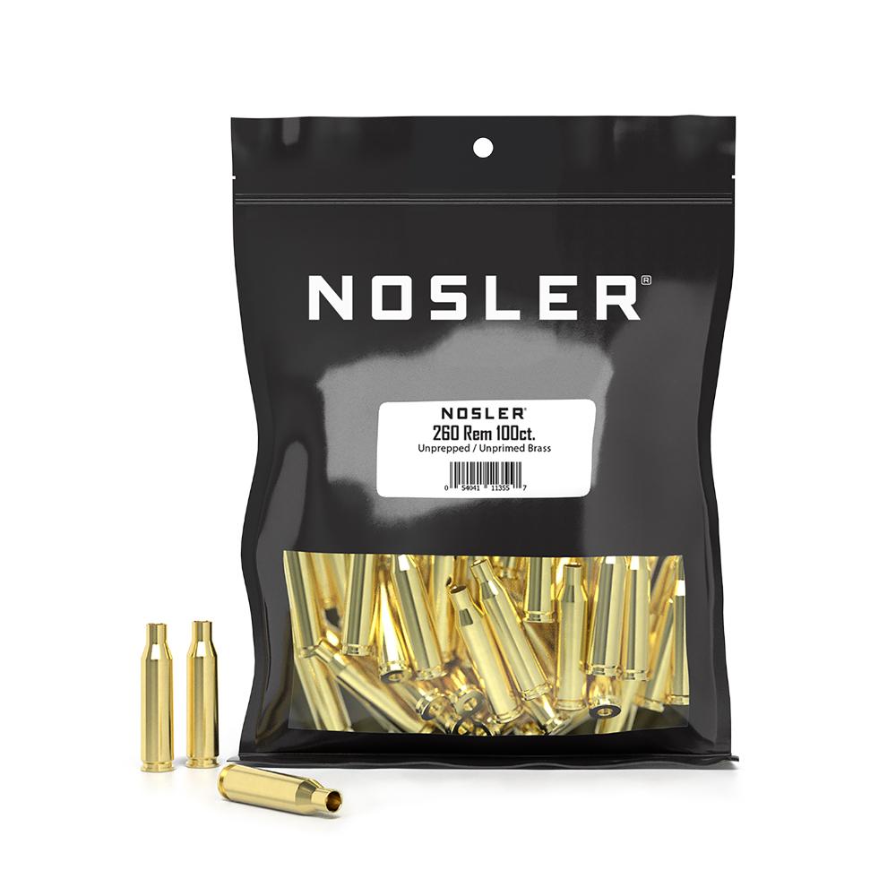 Nosler Bulk .260 Rem Unprepped Unprimed Rifle Brass Cases 100-Count