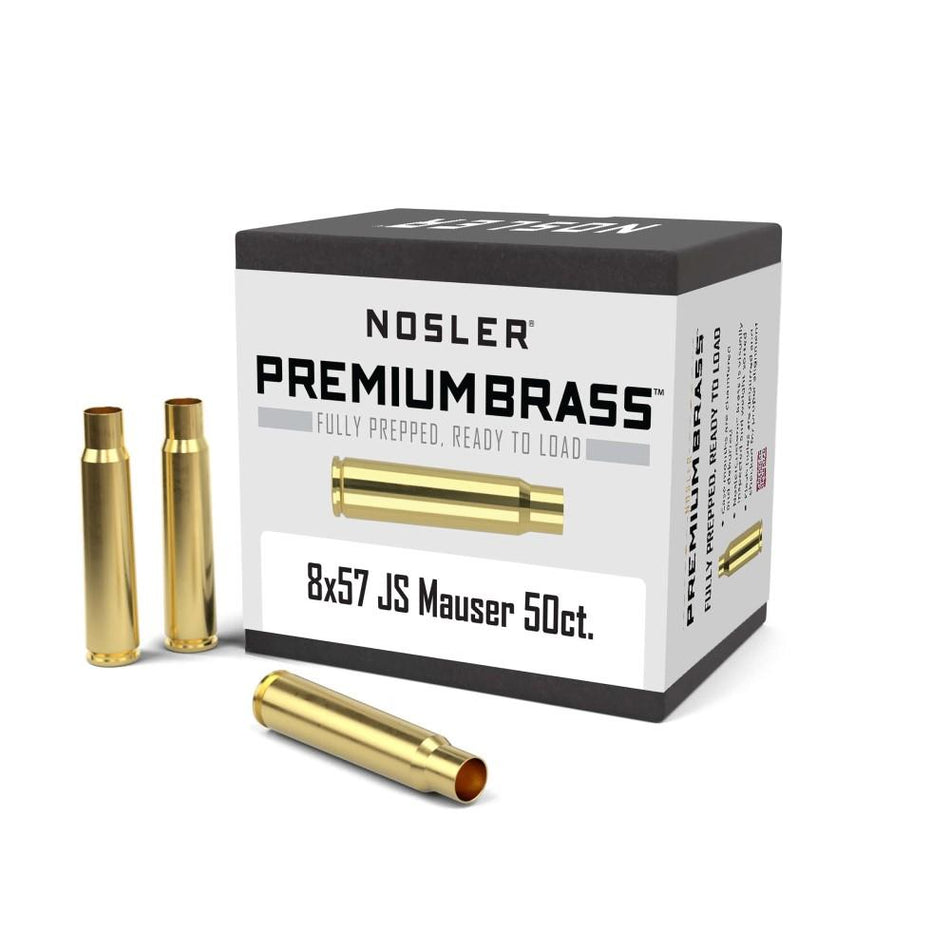Nosler Premium Unprimed Brass Cartridge Cases 8x57mm Mauser 50/ct
