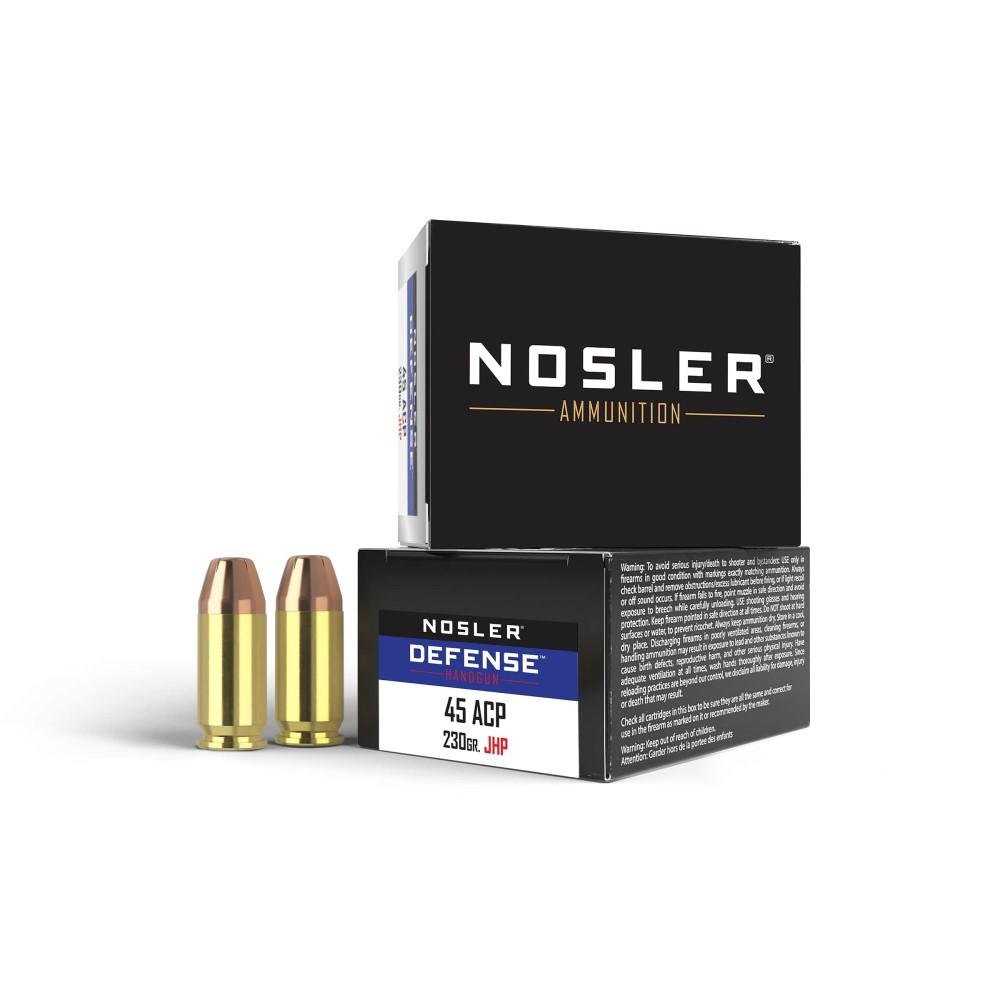 Nosler .45 ACP/Auto Defense 230 grain Bonded Performance Jacketed Hollow Point ammunition