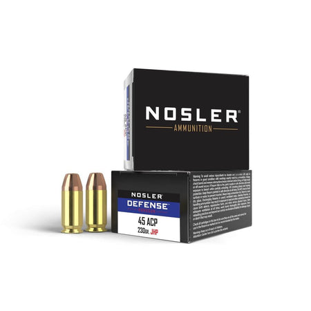 Nosler .45 ACP/Auto Defense 230 grain Bonded Performance Jacketed Hollow Point ammunition