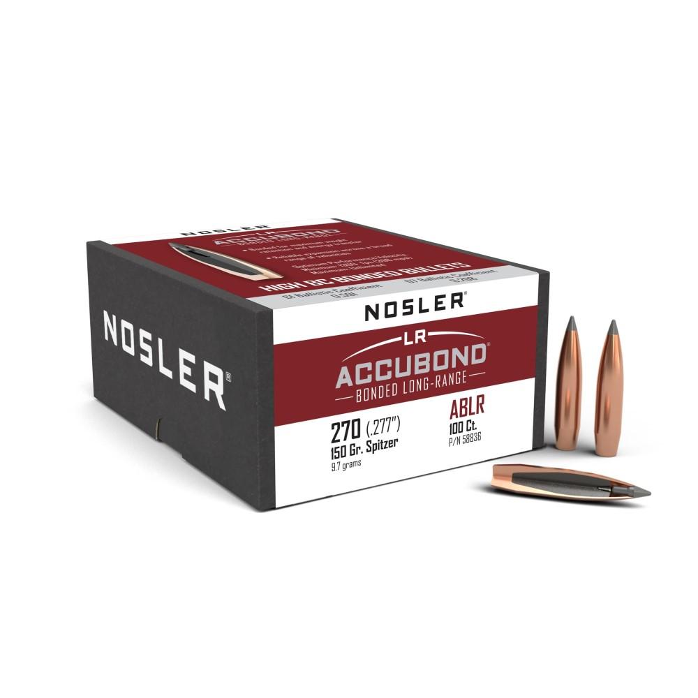 Nosler .277 Diameter 150 Grain AccuBond LR Boat Tail Bullets 100-Pack