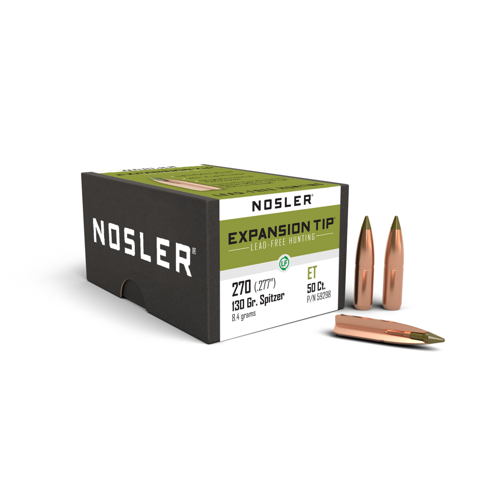 Nosler E-Tip .270 Cal .277" 130 gr Lead-Free SPTZ E-TIP Rifle Bullets 50/ct