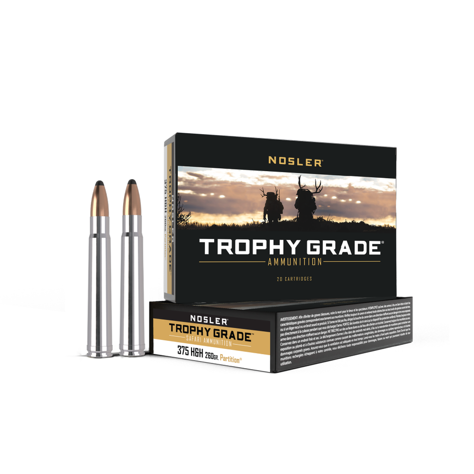 Nosler .375 H&H Mag Trophy Grade 260 grain Nosler Spitzer Partition ammunition