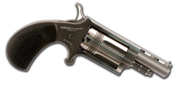 North American Arms 22MTW Wasp 22 WMR 5 Shot 1.63" Stainless Steel Vent Rib Barrel, Stainless Steel Frame & Cylinder, Black Pebbled Rubber Grip, Exposed Hammer