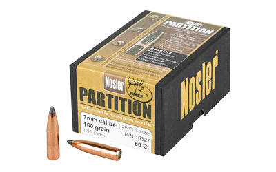 Nosler Partition .284 Diameter 7MM 160gr Spitzer Projectiles, 50 Pack 16327