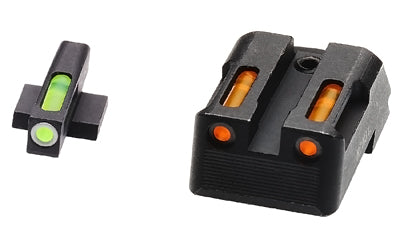 Hi-Viz KBN421 Kimber 1911 Tritium/LitePipe Sight Set, LiteWave H3, Green Front with White Ring and Orange Rear, Fixed Sight Models