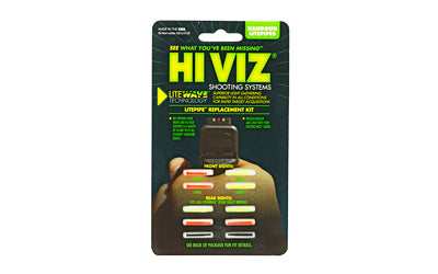 Hi-Viz LWH-KIT LiteWave Handgun LitePipe Replacement Set, Green & Red Front (Two Sizes), Green/Red/Black Rear, 10 Total