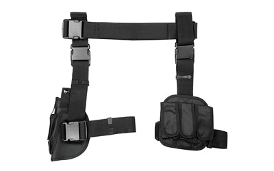 VISM by NcSTAR Drop Leg Holster & Triple Magazine Pouch, Black, Right Handed, Adjustable