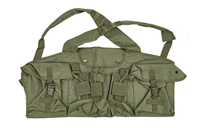 NcSTAR Green Nylon Ambidextrous AK Chest Rig with 6-Magazine Pouches and Adjustable Straps CVAKCR2921G