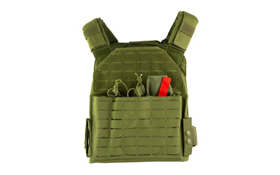 NcSTAR Laser-Cut Plate Carrier with Kangaroo Pouch, 10x12 Hard Plates, MOLLE, Green CVLCPC3050G