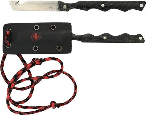 Templar Knife Neck Knife 2.46" Silver Tanto D2 Black Red Powder Coat