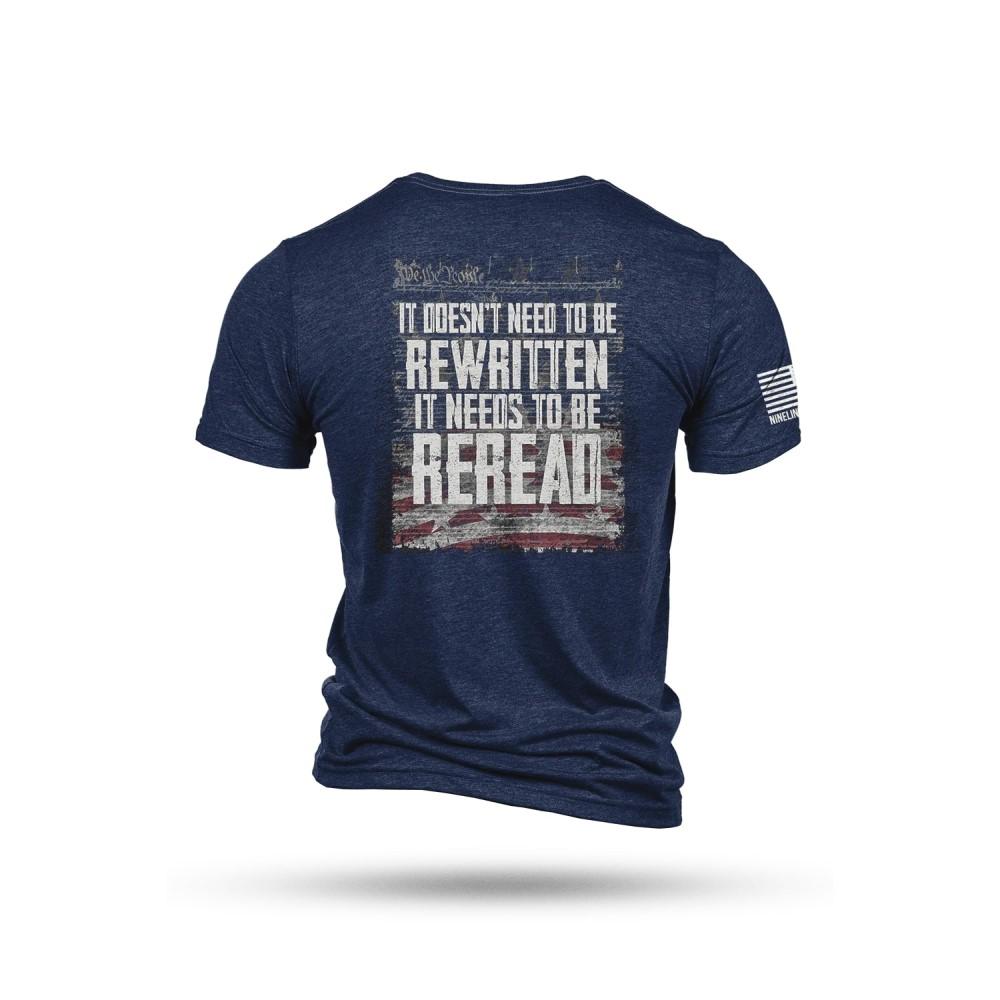 Nine Line Reread Not Rewritten Short Sleeve Shirt Navy Small