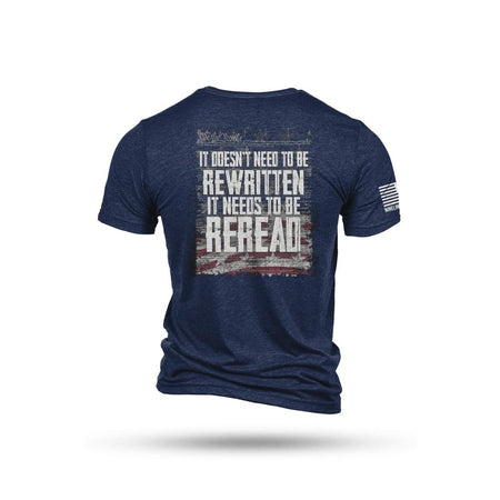 Nine Line Reread Not Rewritten Short Sleeve Shirt Navy Small