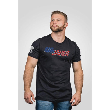 Nine Line Sig Sauer USA Flag Graphic Short Sleeve Shirt Black Medium