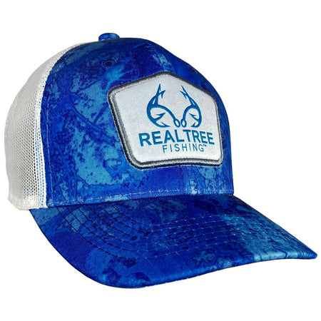 Outdoor Cap Realtree Fishing Wav3 Mesh Back Cap White with Woven Label