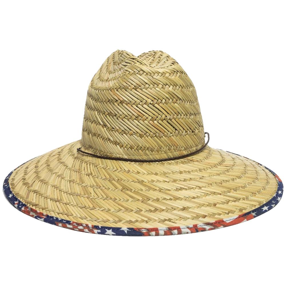 Outdoor Cap Natural Straw Stars & Stripes Wide Brim Hat OSFM