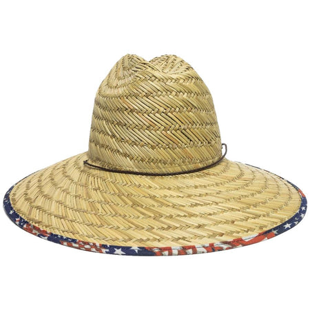 Outdoor Cap Natural Straw Stars & Stripes Wide Brim Hat OSFM