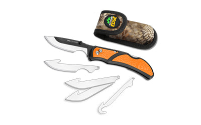 Outdoor Edge RazorCape 3" Plain Edge Folding Knife, 420J2 Steel, Orange Handle RCB30-10C