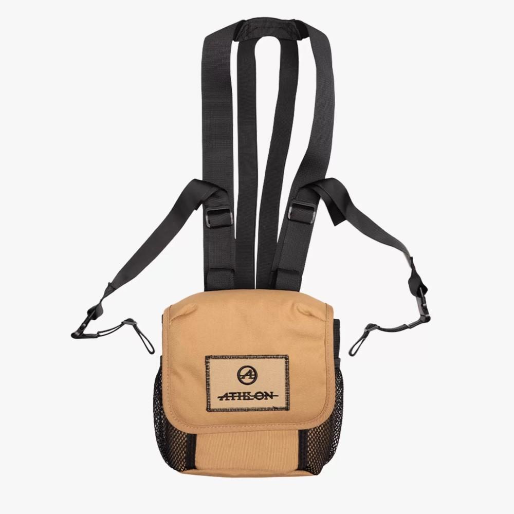 Athlon Tan Compact Binocular Harness 4-Point with Magnetic Clasps and Mesh Pockets