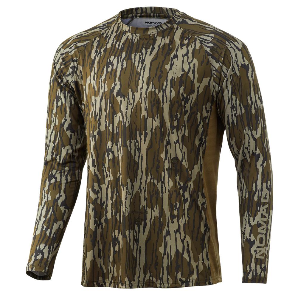 Nomad Pursuit UPF 30 Long Sleeve Shirt in Mossy Oak Bottomland Camo Medium