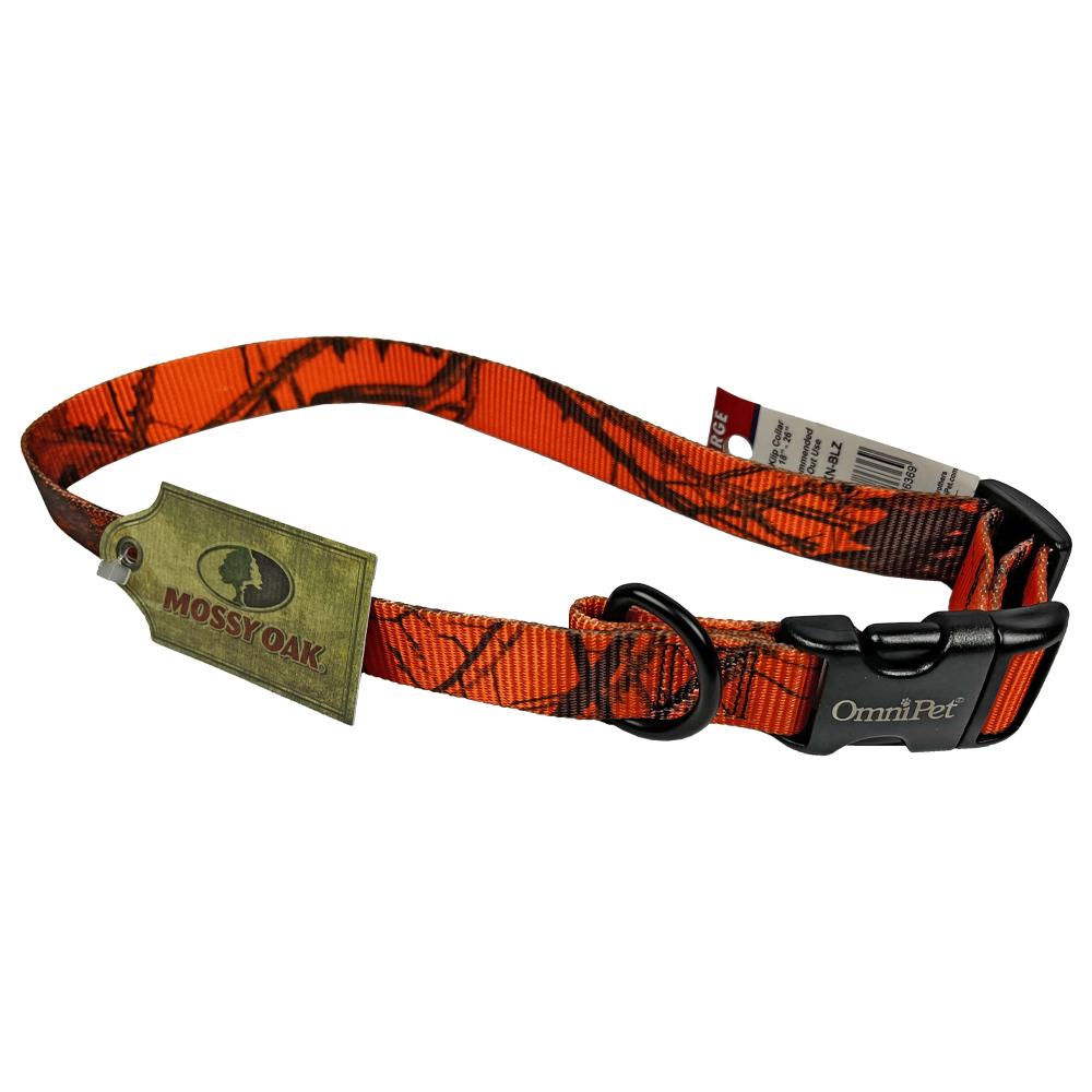 Omnipet 1" Kwik Klip Blaze Orange Camo Adjustable Dog Collar 18-26"